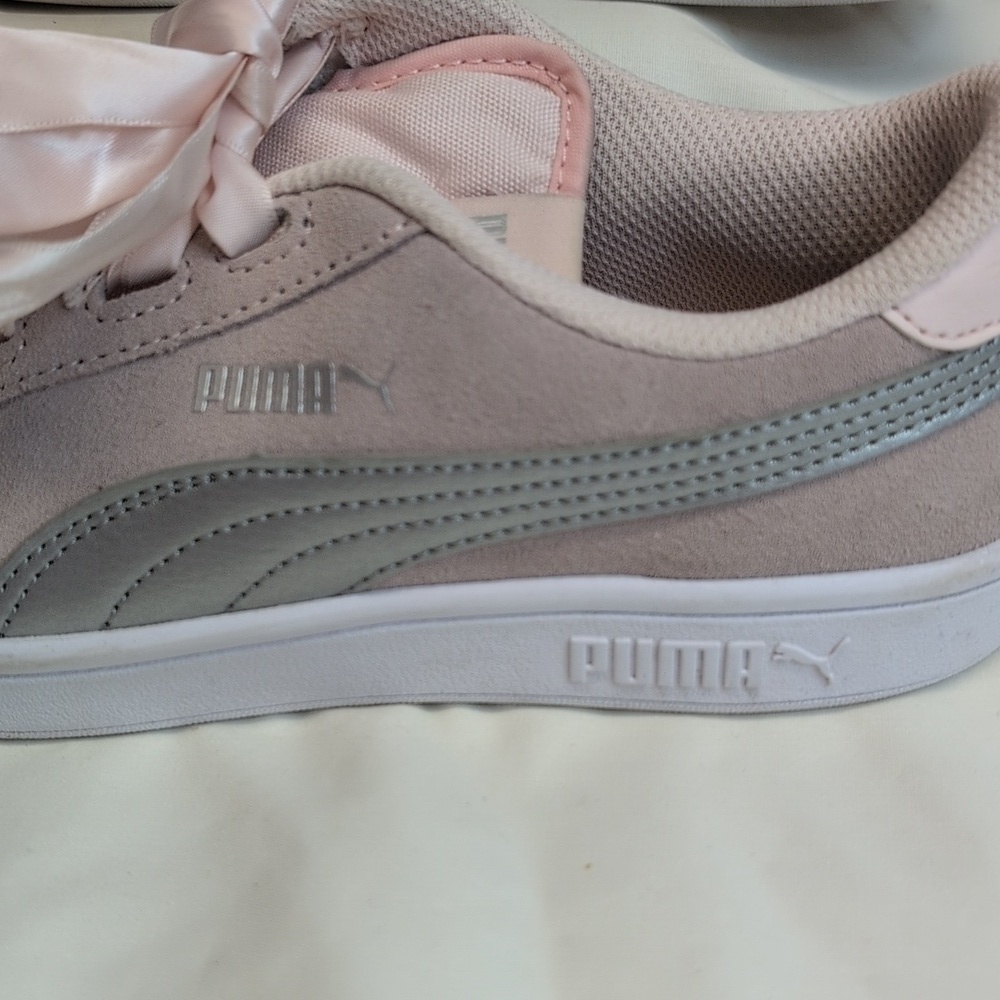 Puma Smash Ribbon Jr Sneaker Trainers Shoes Baby Pink Size US 6C - Picture 6 of 9